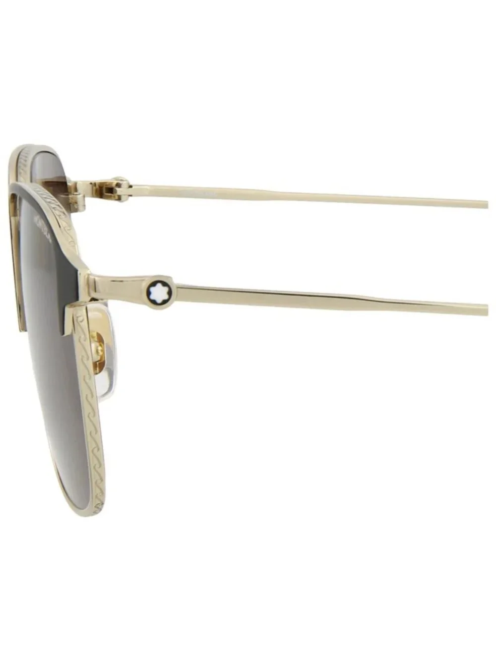 New Montblanc Women's Sunglasses Square Rectangle Metal Frame Mens Gold Gold